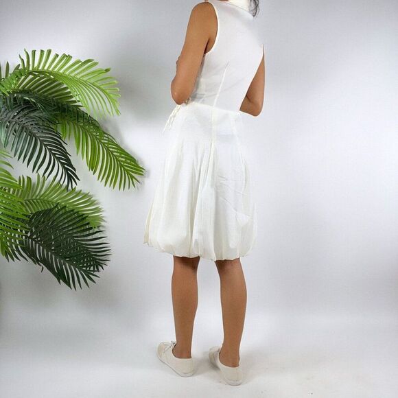 Vintage White Classy Coquette Sleeveless Cottagecore Midi Wrap Dress (NWT) / 6 - Picture 2 of 7